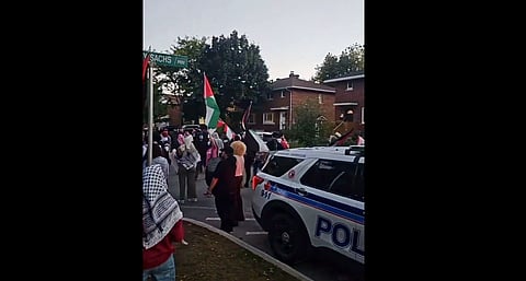 Anti-Israel protestors took over Nadolny Sachs Private to protest an Israel Defence Forces recruitment event. 