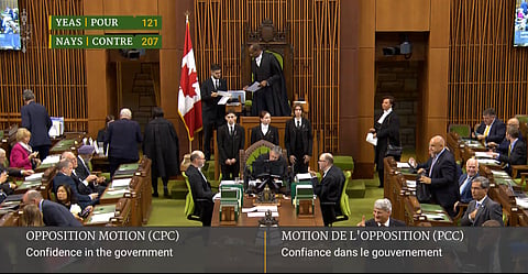 Non-confidence vote in the House of Commons, October 