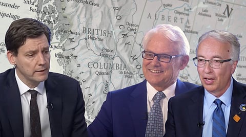 David Eby, Gordon Campbell, and John Rustad
