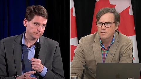 BC premier David Eby and investigative journalist Sam Cooper