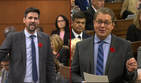 Conservative MP Andrew Scheer, Housing Minister Sean Fraser