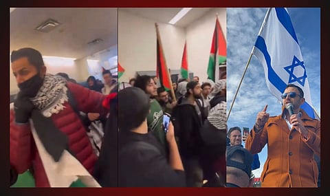 Former spokesman for the State of Israel Eylon Levy. Hamas supporters at University of Calgary 
