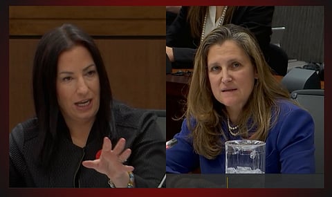 Conservative MP Shannon Stubbs, Finance Minister Chrystia Freeland