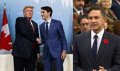 President Donald Trump, Prime Minister Justin Trudeau, Opposition leader Pierre Poilievre