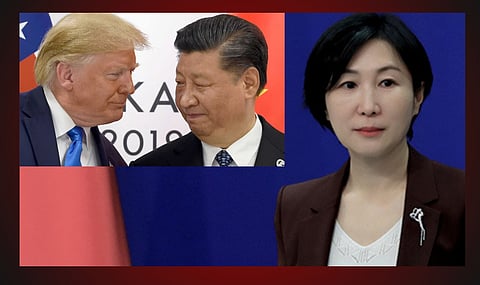 Chinese president Xi Jinping, President Donald Trump, Chinese Foreign Ministry Spokesperson Mao Ning