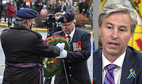 Conservative Premier Tim Houston has condemned a Halifax elementary school for demanding serving military members and veterans ditch their uniforms on Remembrance Day. 