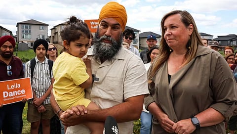 New Democrat MP Leila Dance and leader Jagmeet Singh