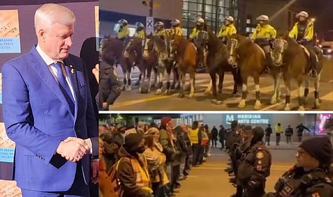 Stephen Harper, North York police face off against anti-Israel protestors 