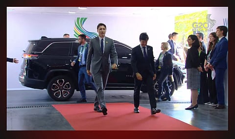 Prime Minister Justin Trudeau arriving in Brazil for the G20 summit 