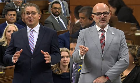 Tory MP Andrew Scheer, Liberal Employment Minister Randy Boissonnault