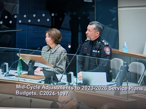 Shawn Corbett, Calgary Police Commission and Calgary Police Chief Mark Neufeld address city council