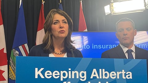 Danielle Smith said the Alberta government would be bringing in a new auto insurance system that would offer enhanced services to Albertans. 
