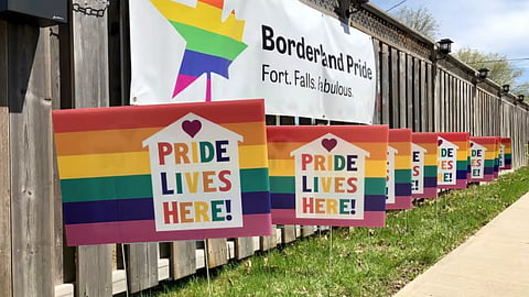 Pride Lives Here campaign signs.