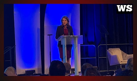 Alberta Premier Danielle Smith speaking at the Canadian Association of Energy Contractors’ 2024 State of the Industry at Calgary’s Tellus Convention Centre 