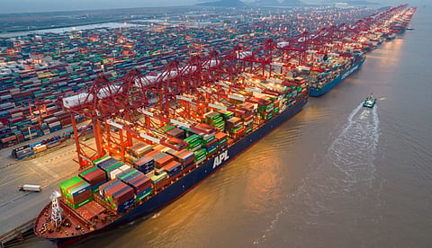 The docks at Shanghai, China's largest export hub