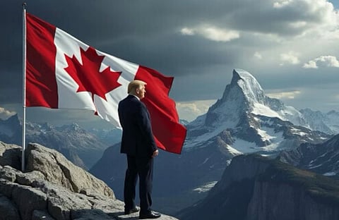 Trump's playful side, manifested here with his AI-generated picture of himself with the Canadian flag, caused a furor in Canada. Writer John Thomson suggests we need to  get over ourselves.