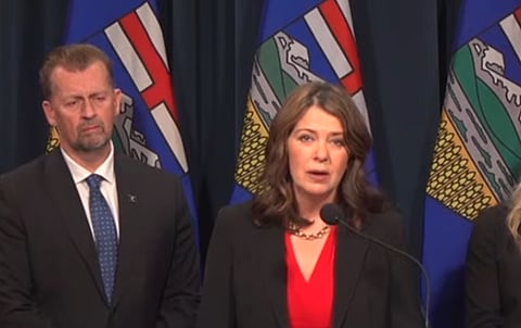 With public safety minister Mike Ellis at her side, Premier Smith outlines how her government intends to engage with the Trump administration, as it prepares to impose tariffs on Canadian exports to the US