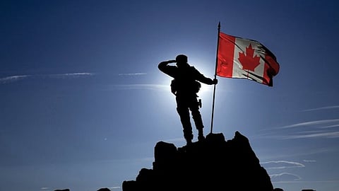 Soldier and. Canadian Flag
