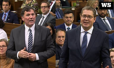 Freshly appointed Finance Minister Dominic LeBlanc, Conservative MP Andrew Scheer