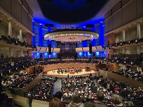 The audience stands for the Hallelujah chorus at Edmonton's Winspear Centre on December 13, 2024 