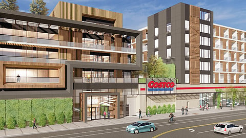 Artist’s rendering of south LA Costco residential plaza