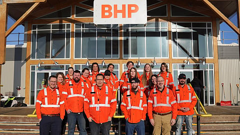 Learning is underway at the BHP / Carleton Trail College Potash Academy. Pictured front row (L-R): Phillip Tysoe (Superintendent Training Pathways), Lyndon Roberts, Hunter Erikson, Kevin Ackerman (CTC Instructor). Second row (L-R): Sierra Tokarski, Dylan Laliberte, Sarah Wilson, Mickey Tolofson, Mackenzie Jonasson, Loretta Nosbush, Tyler Caron. Back row (L-R): Tina Loyns (Maintenance Supervisor), Ashley Manitopyes, Vivian Tobias, Alison Solmes (Maintenance Supervisor), Erica Gerwing, Allison Pasitney