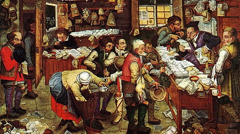 'Paying the tax,' c. 1620, by Pieter Brueghel the Younger. Writer Devin Drover charges that Revenue Canada still intends to levy a capital gains tax that prorogation should have killed