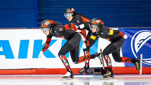 Canadian women’s speed skating team in Calgary on Sunday 