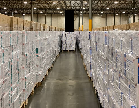 A photo leaked to the Alberta NDP of medication and PPE in storage 