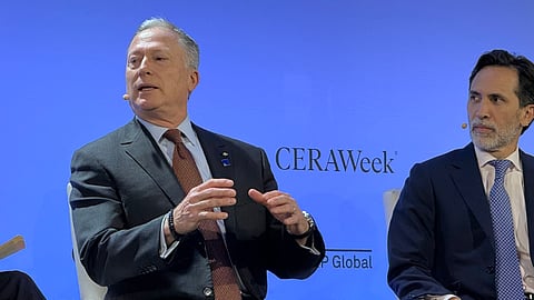 Enbridge CEO Greg Ebel (left) says his company won't fund a proposed Alberta-BC pipeline. 
