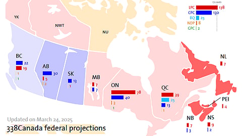 This 338Canada.com map shows the Conservatives are only likely to win in provinces that contribute to equalization