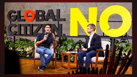 Prime Minister Justin Trudeau speaking at a Global Citizen conference at the G20 summit in Brazil. Liberal leader Mark Carney seems to be continuing Mr. Trudeau's fascination with the social control that goes with globalism
