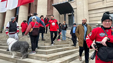 Wab Kinew at Rally For Canada event