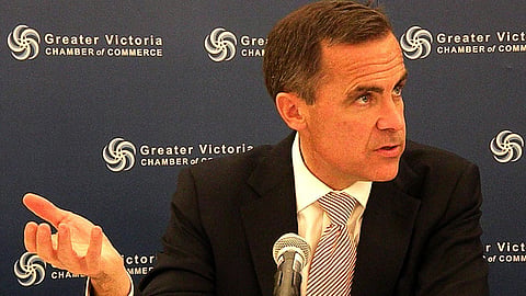 Bank of Canada governor Mark Carney speaks to reporters at a Victoria business event, September 2009. He has seen a meteoric rise in public polling results since turning his career from banking to politics just two months ago
