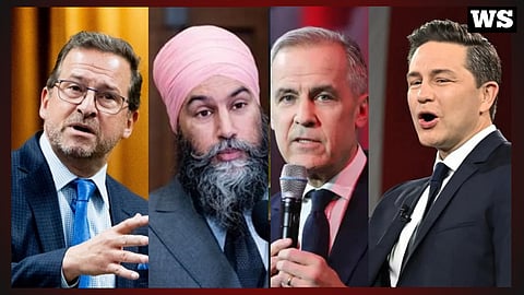 Yves-François Blanchet, Jagmeet Singh, Mark Carney, Pierre Poilievre
