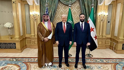 Donald Trump, Mohammed bin Salman, and Ahmad al-Sharaa