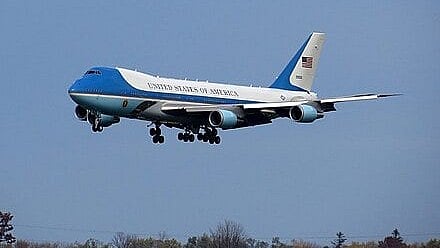 Air Force One comes in for a landing.
