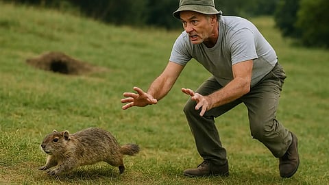 Bill Murray chasing a gopher