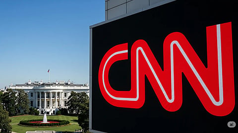 CNN logo and the White House