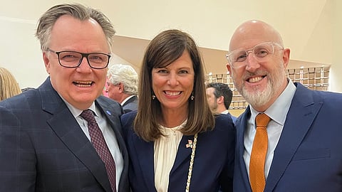 Current Carney cabinet chief of staff Marc-Andre Blanchard (left) has been controversially named to the Order of Canada