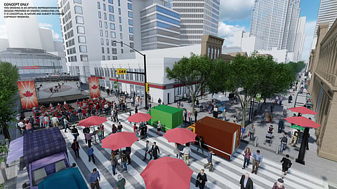 Artist's rendering of a proposed future Stephen Avenue Mall in Calgary