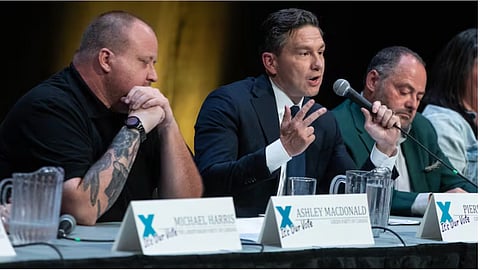 Pierre Poilievre was centre stage at the Battle River-Crowfoot by-election debate Tuesday night in Camrose 