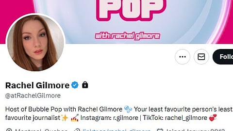 Rachel Gilmore's profile on X has been made protected, and her posts are no longer visible