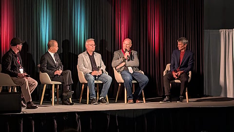 Reclaiming Canada Conference Alberta sovereignty panel with facilitator Clyde Nichols, Dr. Denis Modry, Cory Morgan, Mitch Sylvestre, Bruce Pardy