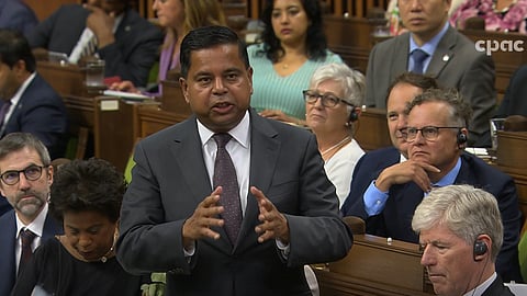 Gary Anandasangaree speaking in parliament on Wednesday