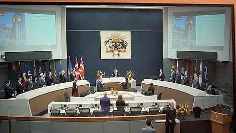 New City of Calgary councillors in council chambers