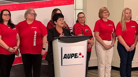 Sandra Azocar, president of the Alberta Union of Provincial Employees in Edmonton on Wednesday. 