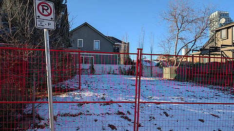 A lot in Lower Mount Royal where once stood a single family home awaits  construction of a multi-plex