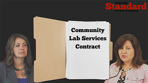 Danielle Smith and Adriana LaGrange behind AHS's lab services contract.
