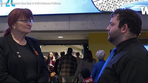Interview with Alberta cheif Firearms Officer Teri Bryant, left, at UCP AGM 2025
